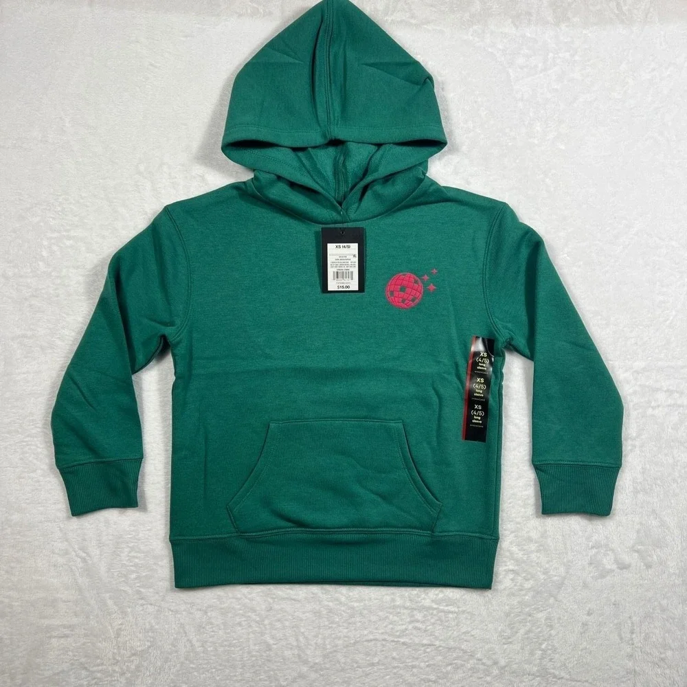 Art Class Girls XS 4/5 Green Hoodie NWT Jolly Era Disco Ball Christmas